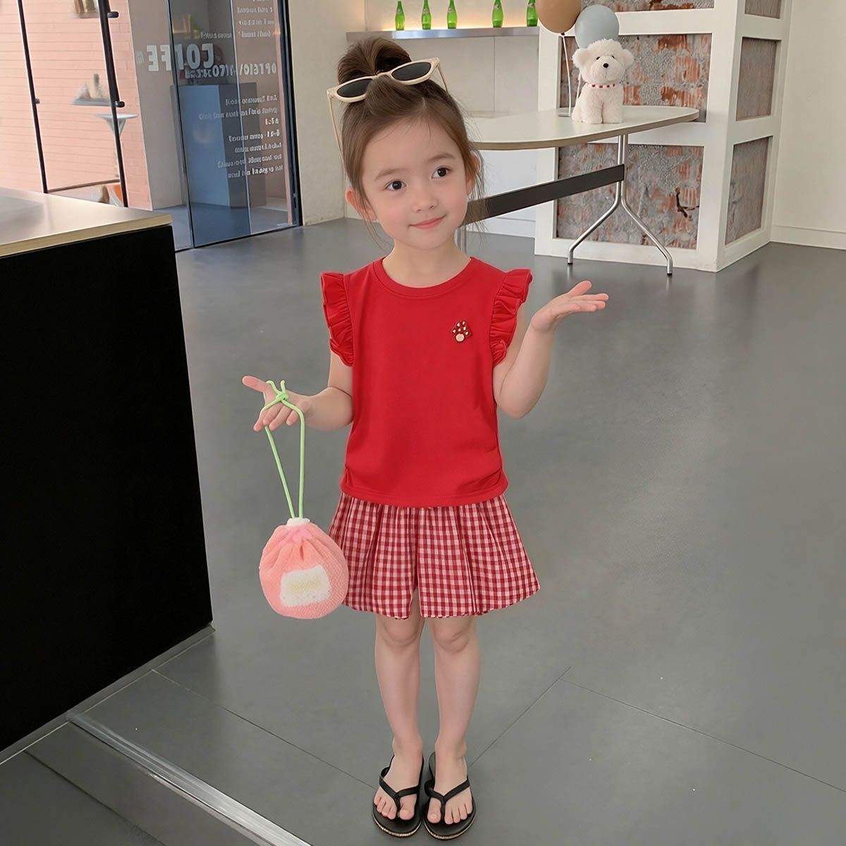 【甜美可爱】童装女宝宝夏季时尚背心短裤套装小童洋气简约两件套