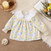 甜美娃娃领 小童百搭打底衫 童装 洋气衬衫 衬衣上衣潮 女宝宝秋季