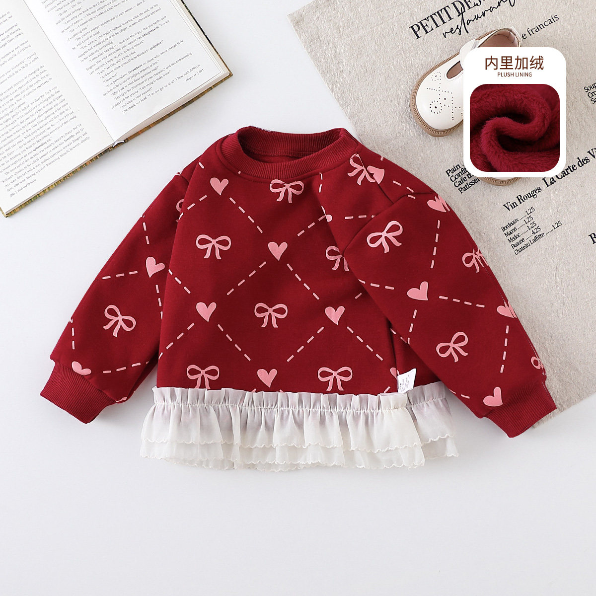 【可爱甜美加绒裙式卫衣】童装女宝宝冬季时尚百搭卫衣小童打底衫