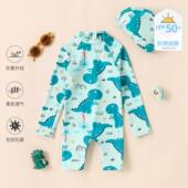 套装 小童保暖防着凉 童装 男宝宝可爱恐龙防晒泳装 长袖 连衣泳衣