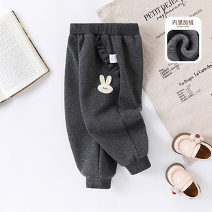 【洋气甜美加绒休闲裤】童装女童冬季时尚休闲裤宝宝百搭外穿长裤