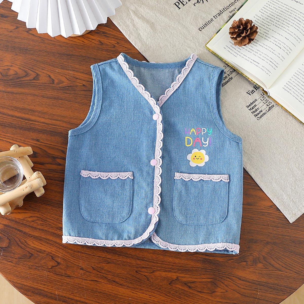 【时尚百搭牛仔马甲】童装女宝宝秋季洋气休闲马夹小童甜美外套潮