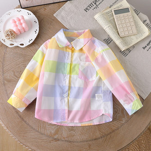 【时尚甜美衬衫】童装女童秋季洋气纯棉衬衫儿童百搭舒适打底衫潮