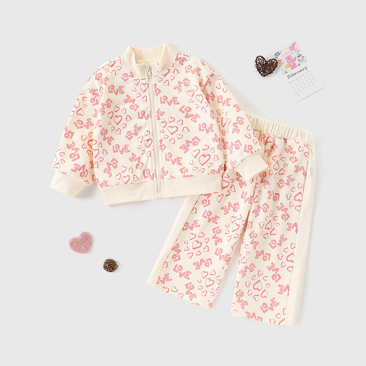 【时尚休闲运动套装】童装女童春季时髦卫衣外套微喇叭裤两件套潮