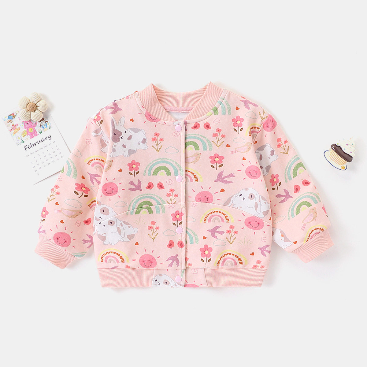 【洋气甜美休闲外套】童装女宝宝春季时尚卫衣外套小童舒适夹克衫