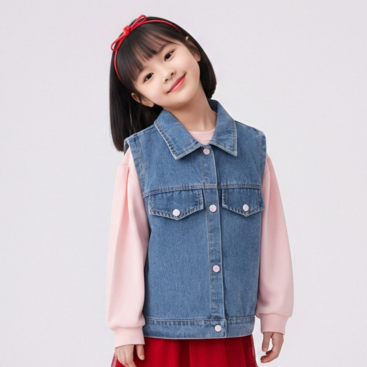 【兔子牛仔马甲】春秋季女童洋气外穿背心坎肩小儿童宝宝外套上衣