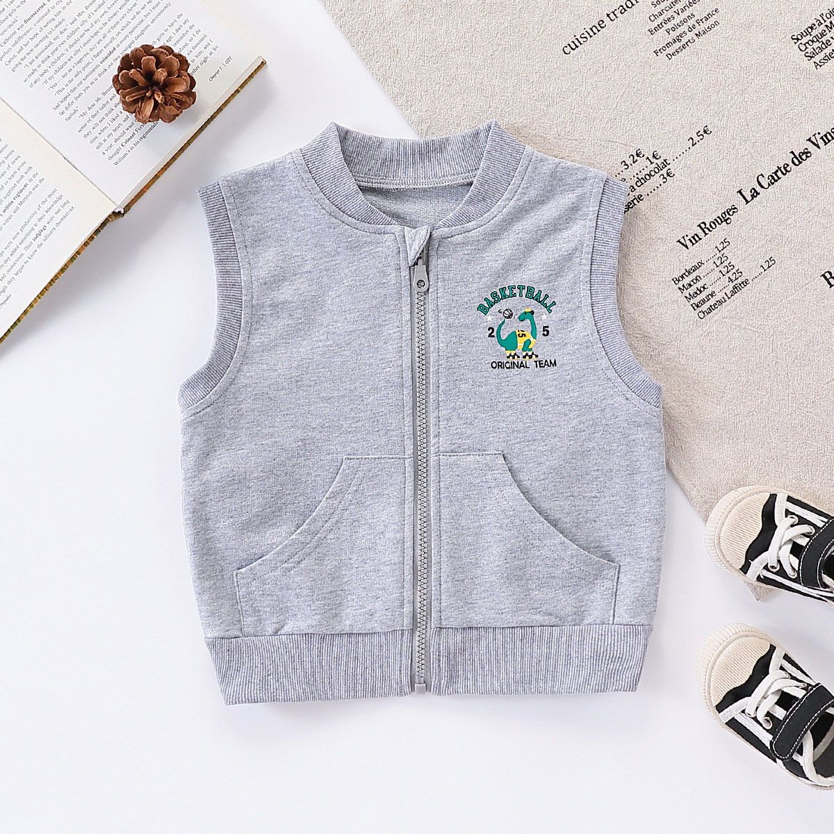 【时尚简洁百搭马甲】童装男童秋季纯棉棒球服坎肩儿童舒适小外套