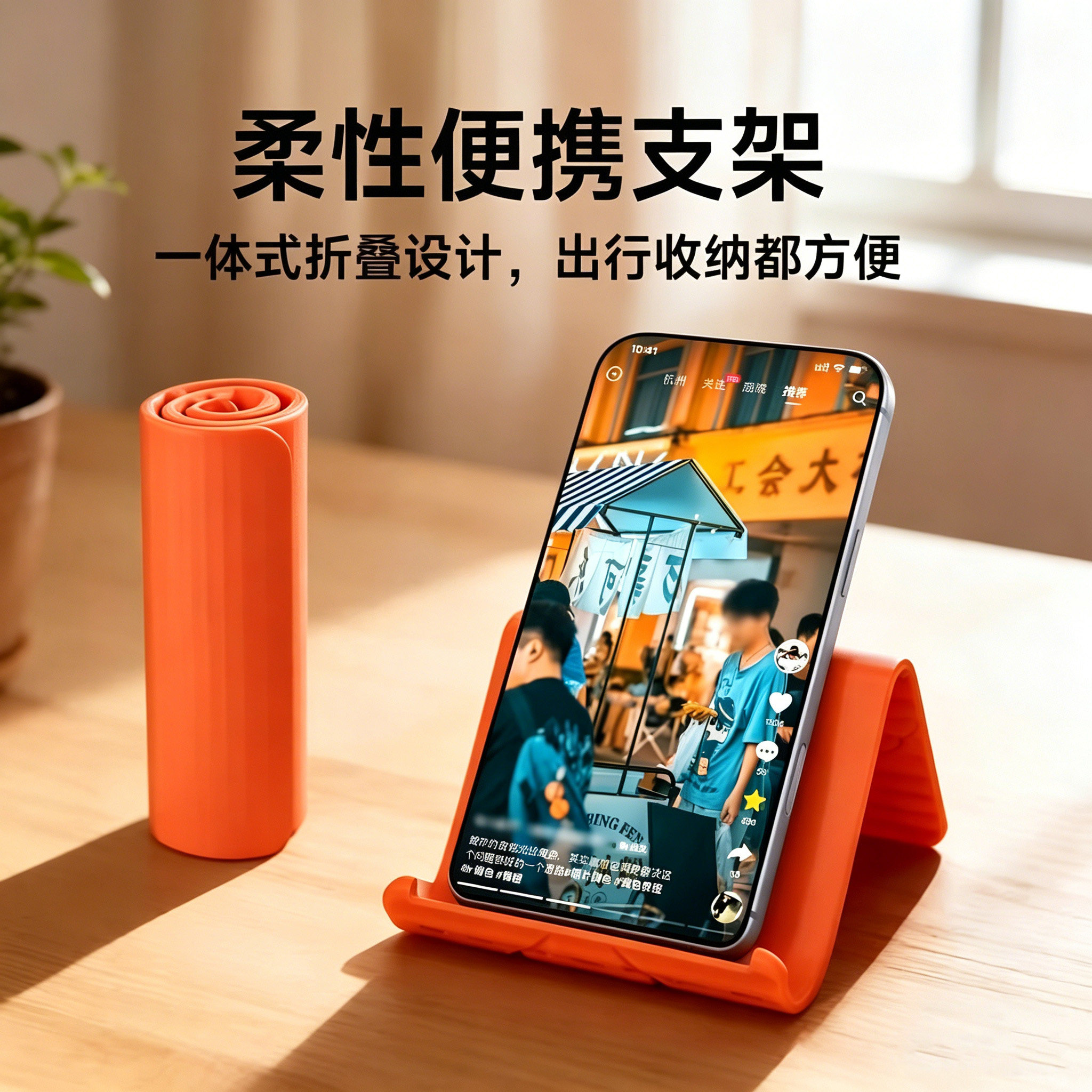 柔性折叠手机硅胶支架创意平板笔记本通用架变形懒人支架旅行配件