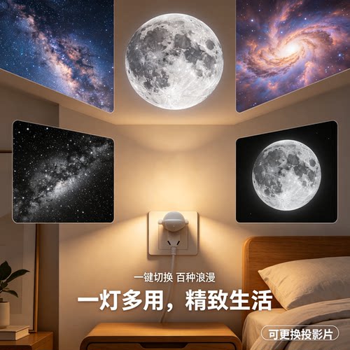 高级感迷你投影仪小夜灯灯光卧室睡眠护眼星空氛围灯