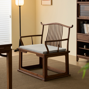 洪林坊茶桌专用主人椅茶台茶椅子实木北美黑胡桃木榆木中式太师椅