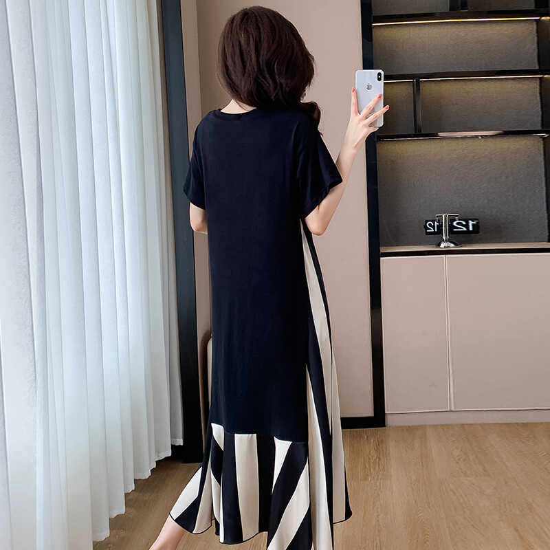 新品 连衣裙遮肉显瘦中长款大码T恤裙遮肚子肉宽松2024新款女夏