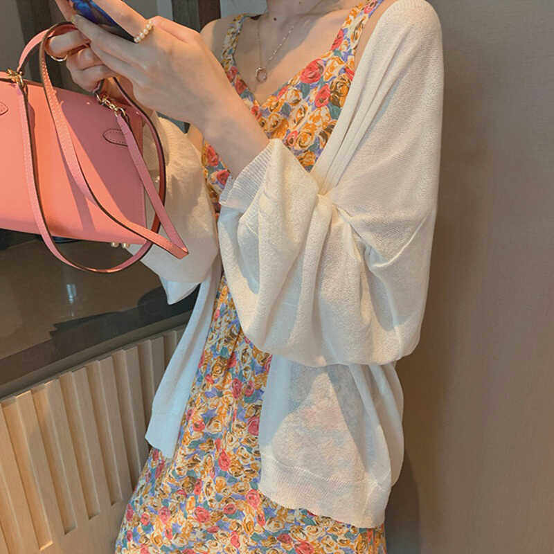 夏季薄款冰丝防晒针织开衫女2024新款空调衫罩衫外搭披肩外套上衣