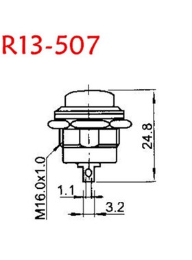 R13-507 红色 无锁 16MM自复位按键开关 圆形不自锁按钮点动开关