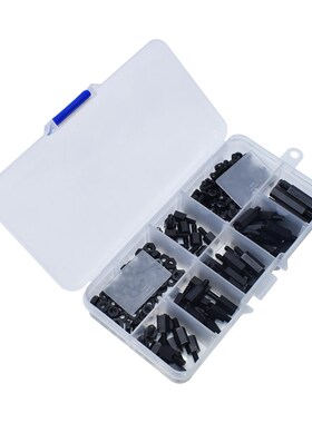 黑色M3尼龙螺丝螺母 180PCS盒装 塑料螺丝螺母隔离柱组合套装