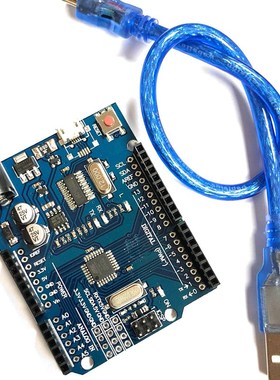 Micro UNO R3 开发板 改进版 增强版 ATmega328P单片机 蓝色板
