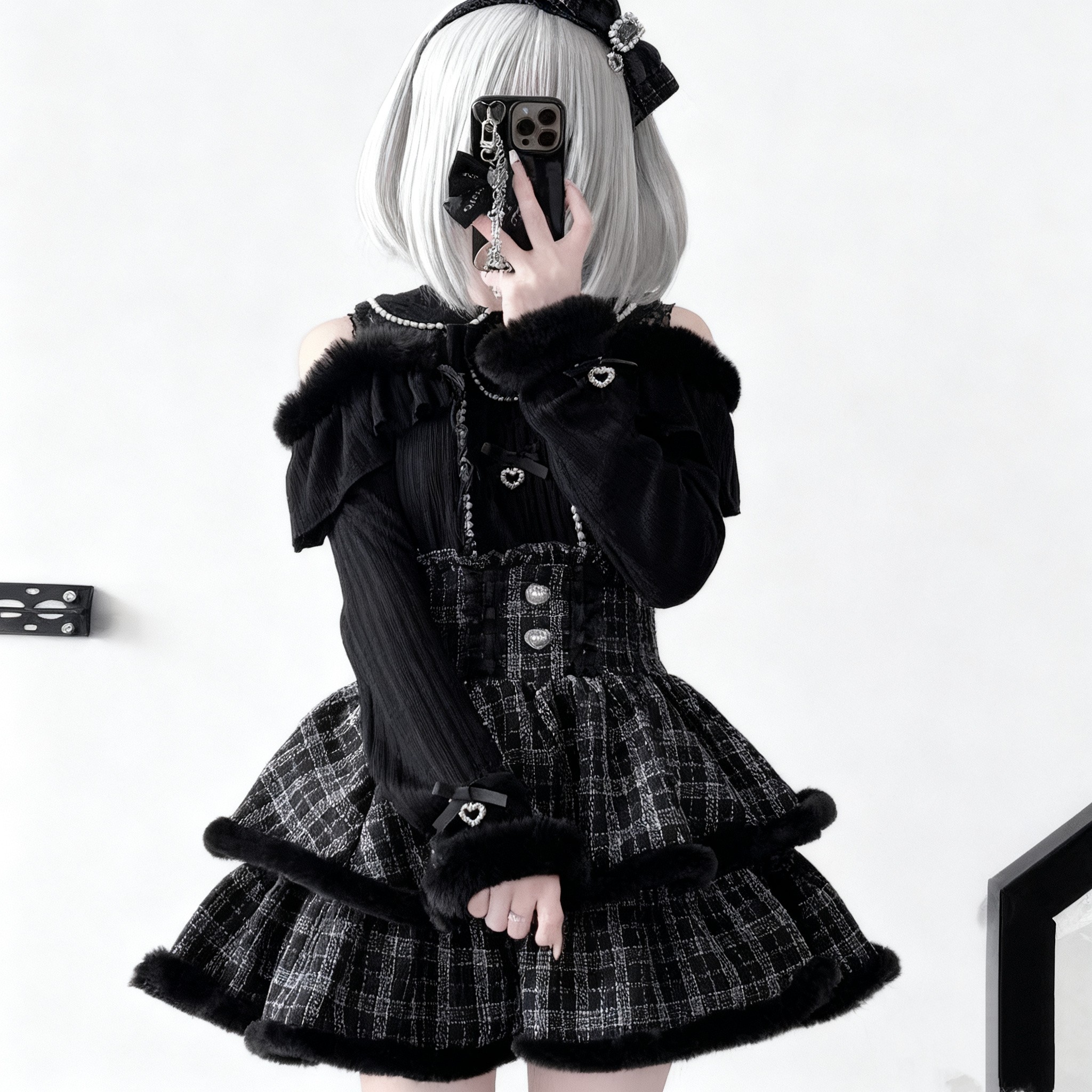 Lolita长袖针织毛绒上衣蕾丝毛边双层可爱小香风半身裙秋冬蕾服萌,模玩/动漫/周边/娃圈三坑/桌游,lolita衬衫/内搭,淘宝优惠券,粉丝福利购,淘宝优惠卷