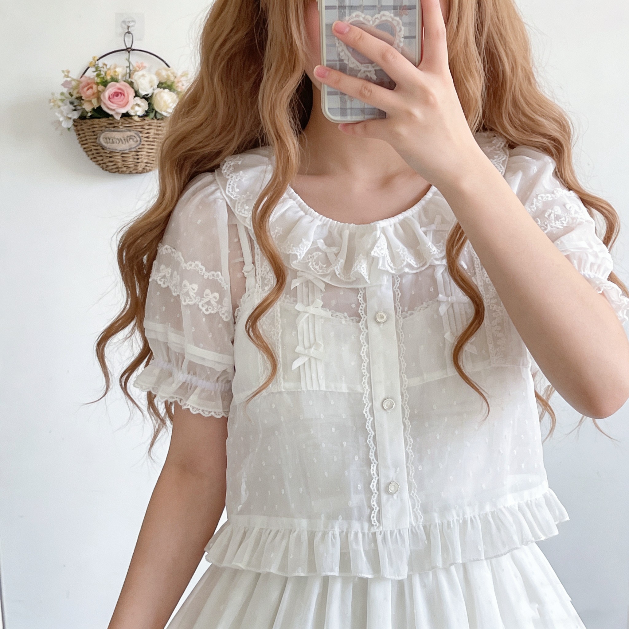 白色Lolita开衫外套圆领打底衫夏图片