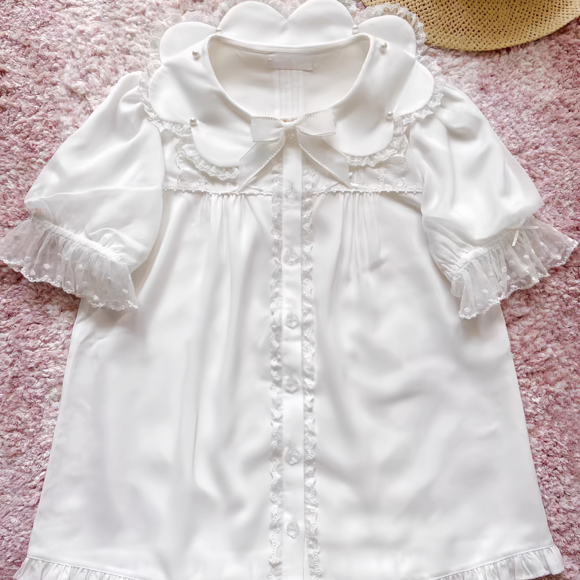 Lolita内搭衬衫女长袖衬衣绸缎