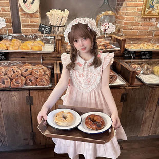 天使小熊-小飞袖泡泡袖格子软妹连衣裙可爱小个子显高夏款学生