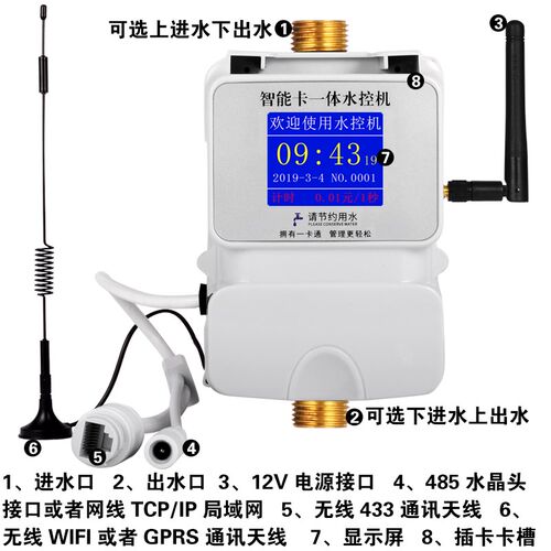 智能云版IC卡水控机学校浴室洗澡热水插卡刷卡控水机器预付费水表