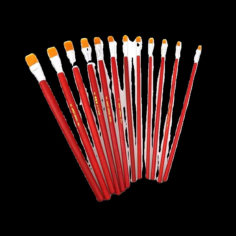 红杆尼龙毛扁平头油画排笔水粉水彩笔工业油漆儿童丙烯画美术笔刷