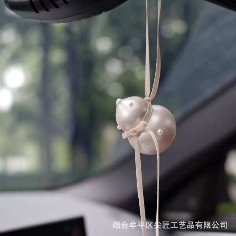 创意手工珠光葫芦少女心汽车香薰挂件车挂后视镜挂饰香片车内装饰