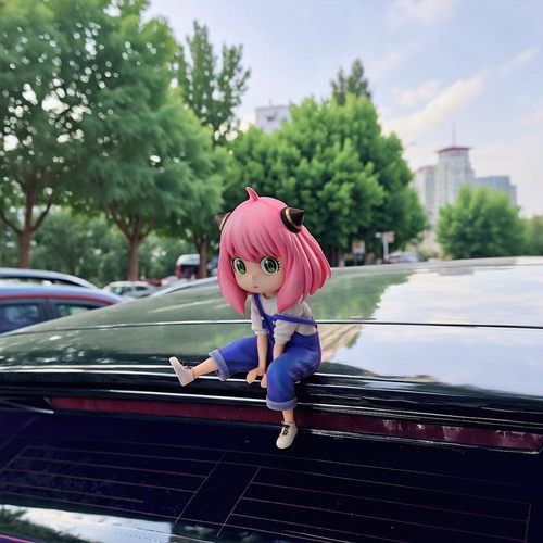 阿尼亚手办摆件间谍过家家背带裤粉红女孩车载车载车尾挂件车外装