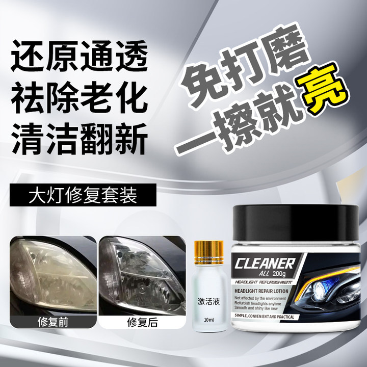 汽车大灯翻新修复液工具套装车灯氧化发黄清洗灯罩镀膜抛光剂打磨