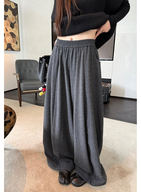 LIL CHER 淡淡的随意慵懒调50羊毛品质升级呢料垂垂奶奶裤秋冬季