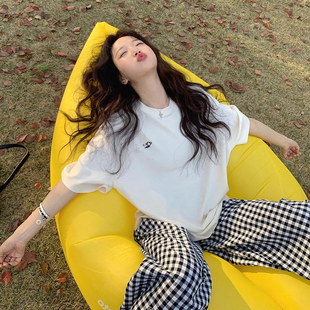 清仓 杜塞画廊 色织工艺 100棉怀旧感复古格子裤阔腿休闲裤女