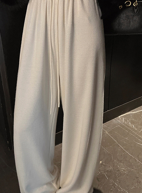 LIL CHER奶芙芙纸片人羊毛复合垂顺懒懒高腰阔腿裤休闲裤女秋冬季