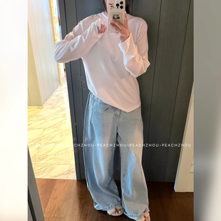 LIL CHER 莱赛尔秋天件软到心里的舒适打底弹力圆领长袖T恤春