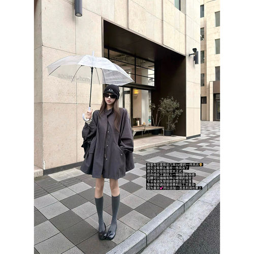 抽绳设计定制色中长款工装外套女
