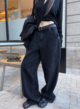 LIL CHER 加厚黑白牛 超绝好穿极简牛仔裤宽松显瘦休闲长裤女春秋