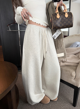 LIL CHER 慵懒花苞裤&高克重加绒宽松裤脚松紧束口卫裤长裤子秋冬