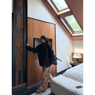 LIL 多口袋巴恩风复古休闲中性宽松立领牛仔外套春秋 CHER丹宁工装