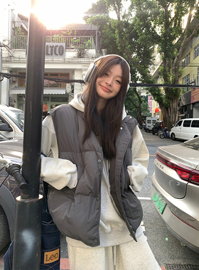 LIL CHER灰色羽绒马甲女款冬季背心坎肩马夹洋气高级时尚轻薄外套