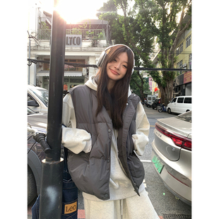 背心坎肩马夹洋气高级时尚 冬季 轻薄外套 CHER灰色羽绒马甲女款 LIL