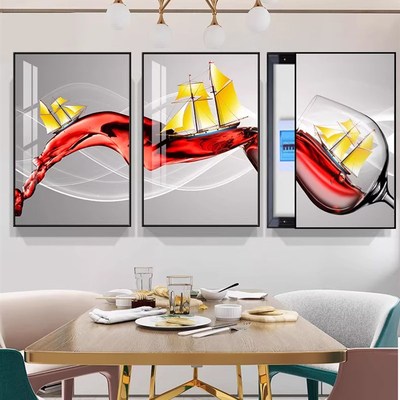 电表箱三联装饰画餐厅三联画过道走廊挂画可推拉客厅遮挡画晶瓷画