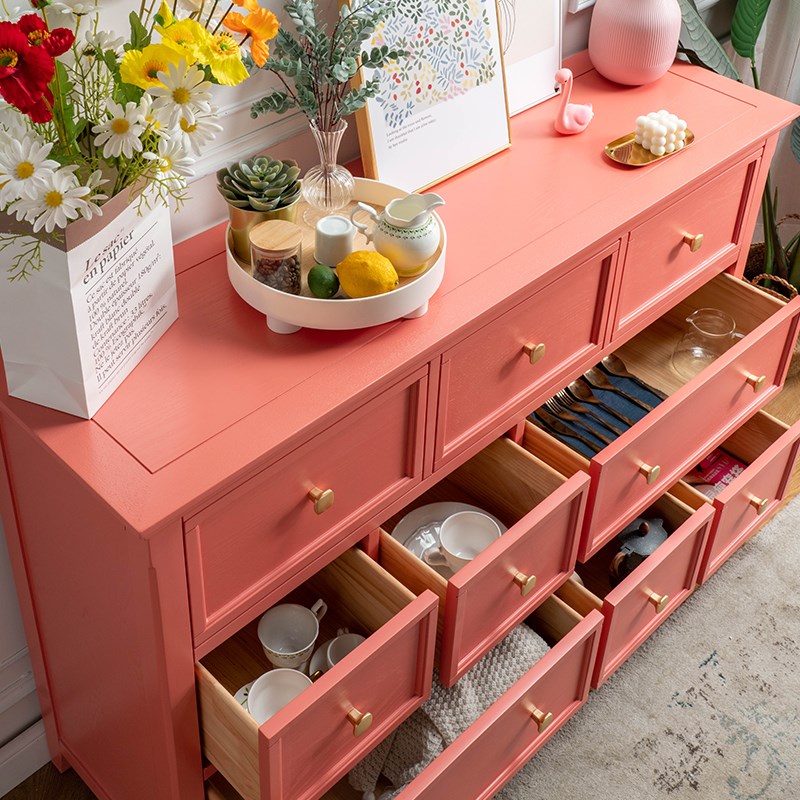 自观6月新品 轻奢九斗柜卧室收纳柜客厅6斗7斗边柜实木斗橱储物柜