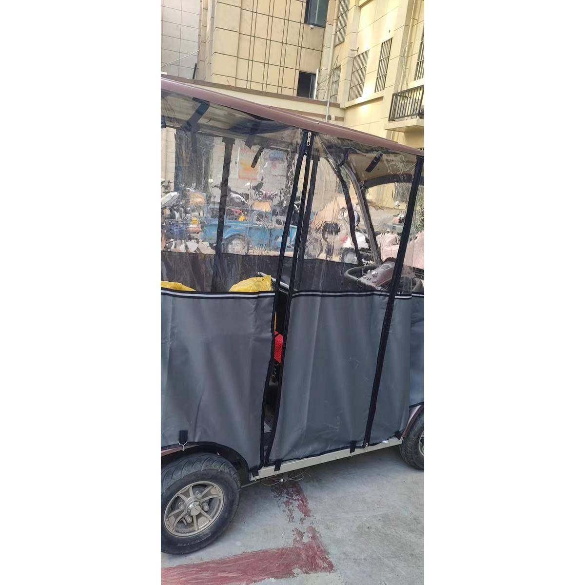 巴士E6代全透帘明雨帘半透明皮革加厚小YSL加五绒雨帘直接套顶雨