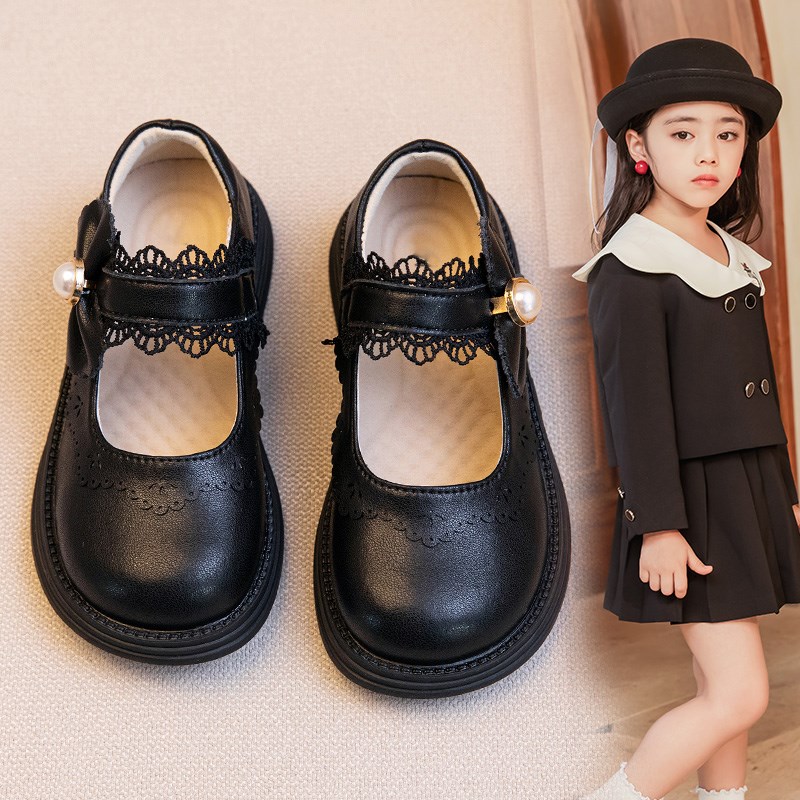 女童真皮公主小皮鞋2025春秋新款儿童鞋子女宝宝软底黑色演出单鞋