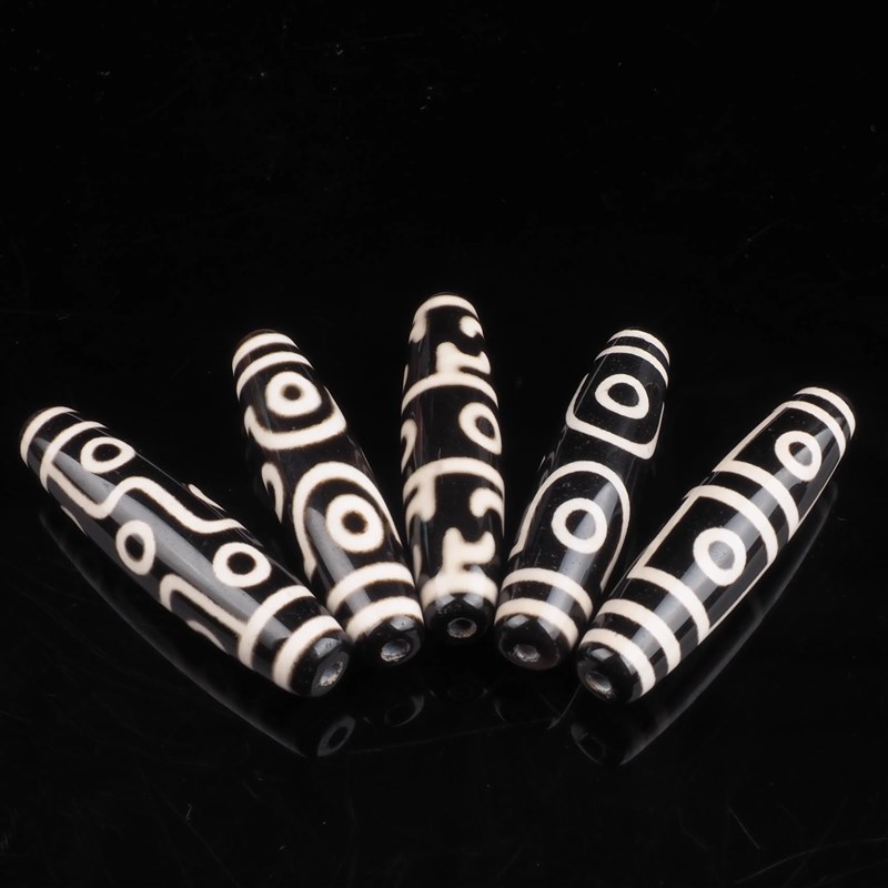 雨夜天珠台湾蚀花工艺手工包浆风化超长九眼条纹项链锁骨链