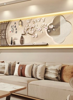 新中式客厅装饰画中古风ledy灯画高级感沙发背景墙挂画寓意好壁画
