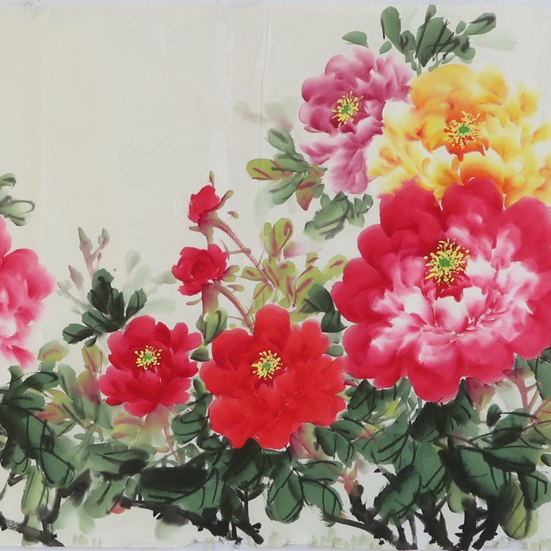 水墨花鸟国画牡丹客厅字画无款画心四尺手绘玄Q关装饰写意画E18