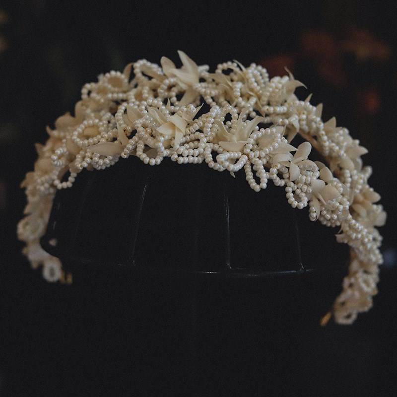 重工手作串珠发箍新娘结婚法式复古礼服婚纱写真配饰旅拍样片饰品