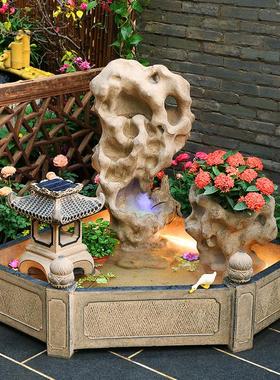 庭院造景布置太湖石院落景观流水摆件户外庭院鱼池假山鱼缸水景