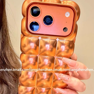ins风立体星羽橙鸡蛋仔适用苹果17promax手机壳iphone16pro女款15新款13可爱14高级简约小众网红少女心男款潮