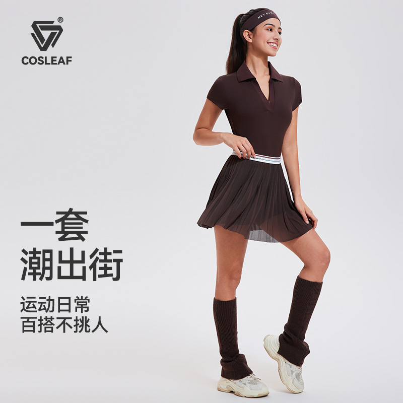 科里芙跑步运动套装女夏新款高颜值速干衣t恤羽毛球服网球半身裙