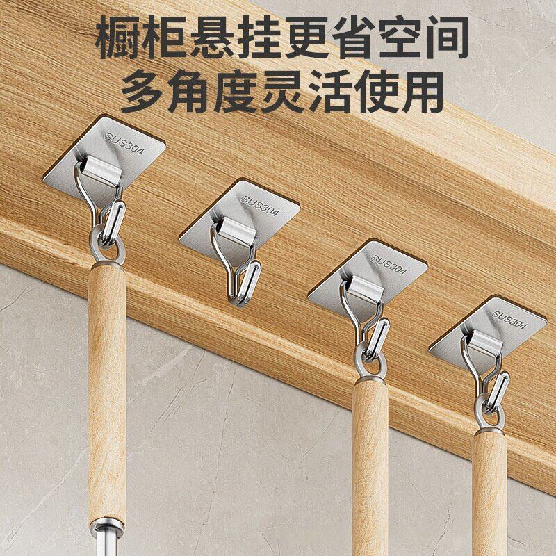 不锈钢挂钩强力承重黏胶挂衣钩子厨房墙壁免打孔黏钩门后001